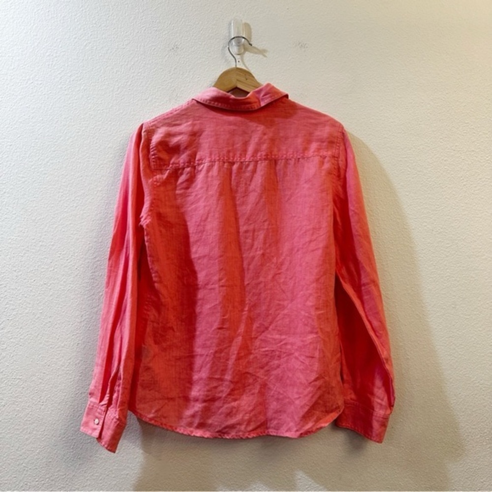 J.McLaughlin Britt Linen Point‎ Collar Long Sleeve Button Front Blouse Size 8 - Picture 5 of 9